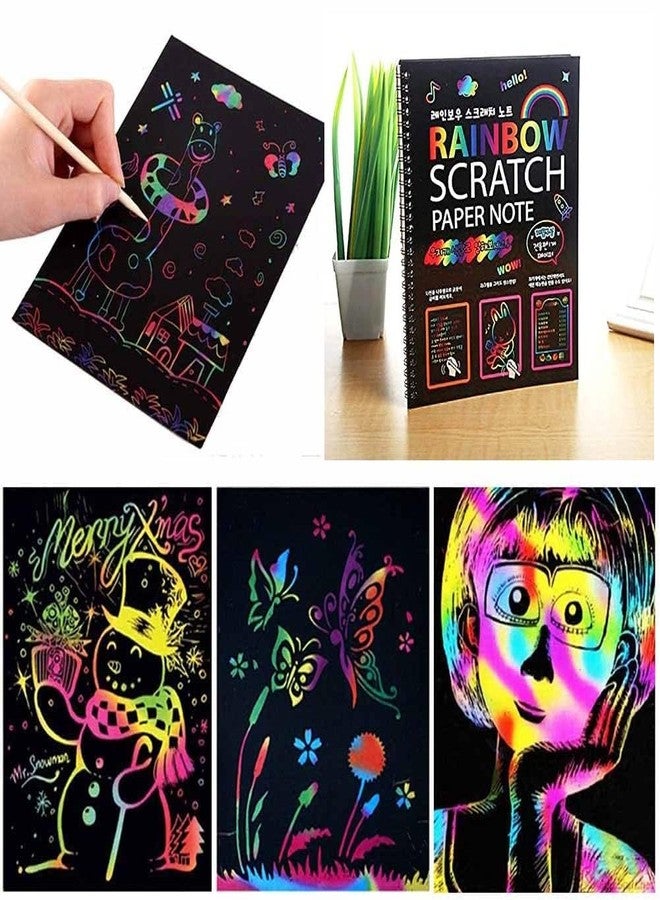 KRAFTMASTERS®A4 Rainbow Art Scratch Paper Book Sheets with Stylus, 10 Pages :Pack of 1 Pcs : Size 10.5 X 7.5 inches, Multicolor (SET OF 4) (MODEL-2) - Image 4